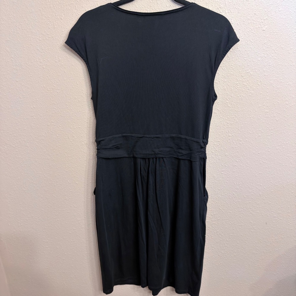 Boden Black Modal Cotton Blend Sash Waist Pocket Jersey Dress US 10R J0122 - Picture 2 of 7